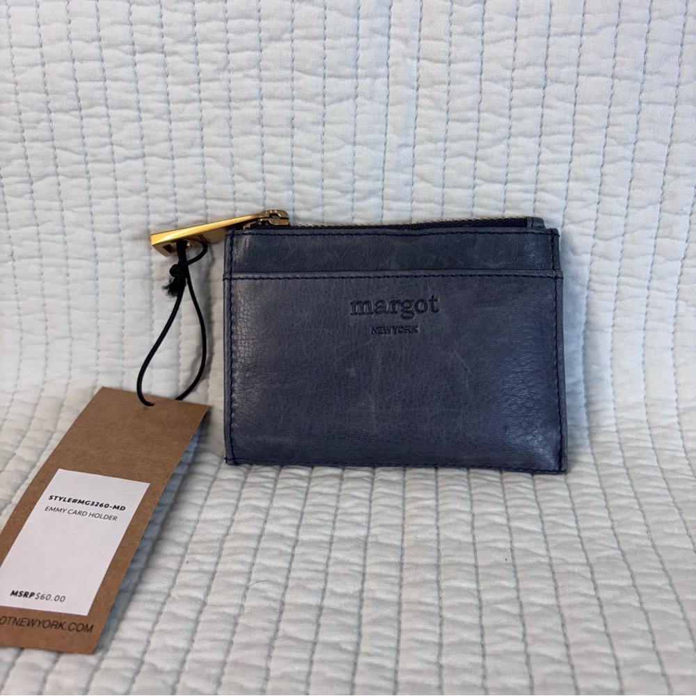 margot Emmy Navy Leather Coin/Card Wallet NWT
